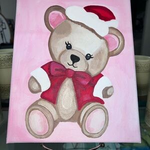 Christmas Teddy Bear Canvas Art